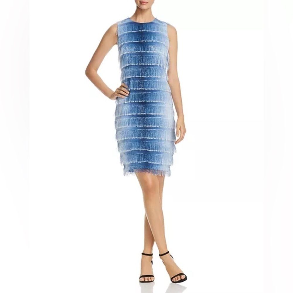 Badgley Mischka Ombré Fringe Shift‎ Dress